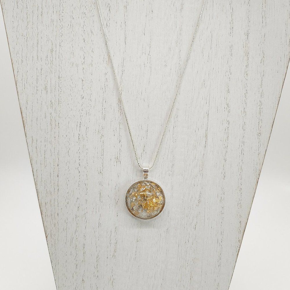Necklace w/ Silver & Gold Pendant